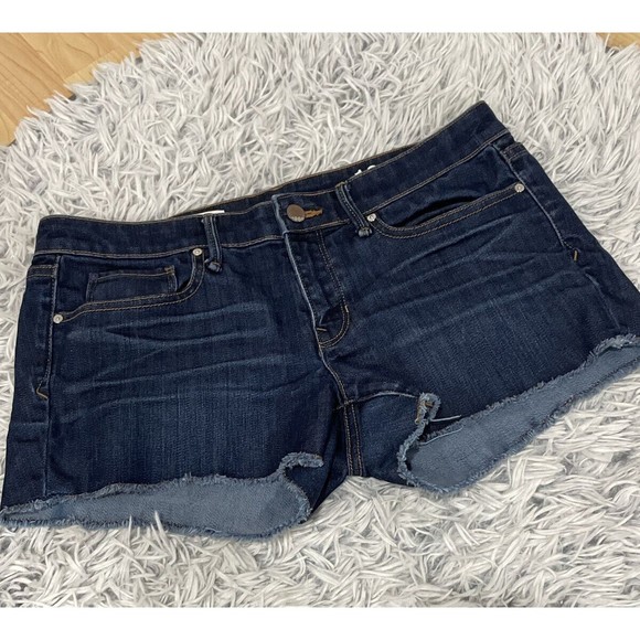 Gap Denim Maddie Shorts Size 27 Summer‎ Cut-Offs Blue Raw Hem Dark Wash - Picture 1 of 6